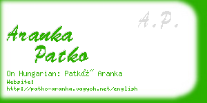 aranka patko business card
